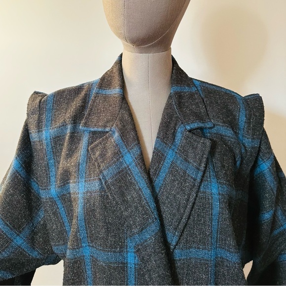 Vintage Diesel Plaid Jacket 80s – Blue & Gray, Double Breasted, Unisex - Picture 7 of 17